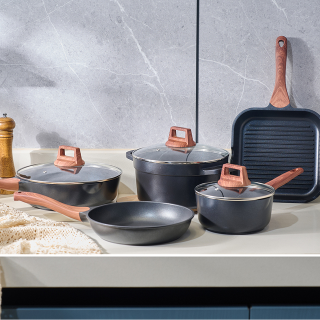 Hot Selling Granite Non Stick Induction Cookware Set Cooking Cookware Pot Sauce Pan Soup Pot Frying Pan Grill Pan Set PFOA Free