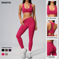 Ensemble de yoga sans couture 2 pièces : Soutien-gorge de sport dos croisé et Leggings taille haute froncés aux fesses, avec logo personnalisé, fabricant OEM d'articles de sport