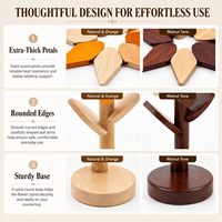 Sous-plats en pétales de tournesol pour plats chauds, lot de 4, réversibles, résistants à la chaleur, en bois, support en forme d'arbre, décoration de comptoir de cuisine