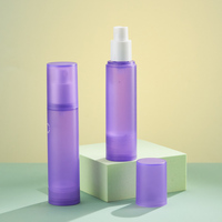 Flacon pulvérisateur sans air translucide mat givré violet PET 50 ml, calibre 18, pour emballage de brume hydratante pour le visage
