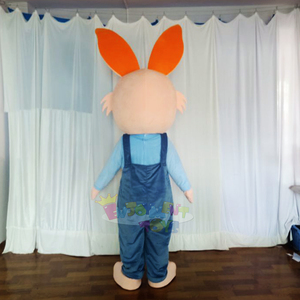 Costume <span class=keywords><strong>de</strong></span> Mascotte <span class=keywords><strong>Lapin</strong></span> <span class=keywords><strong>Adulte</strong></span> en Peluche Premium Unisexe avec Salopette Bleue pour Fêtes et Événements Festifs - Product Image 4