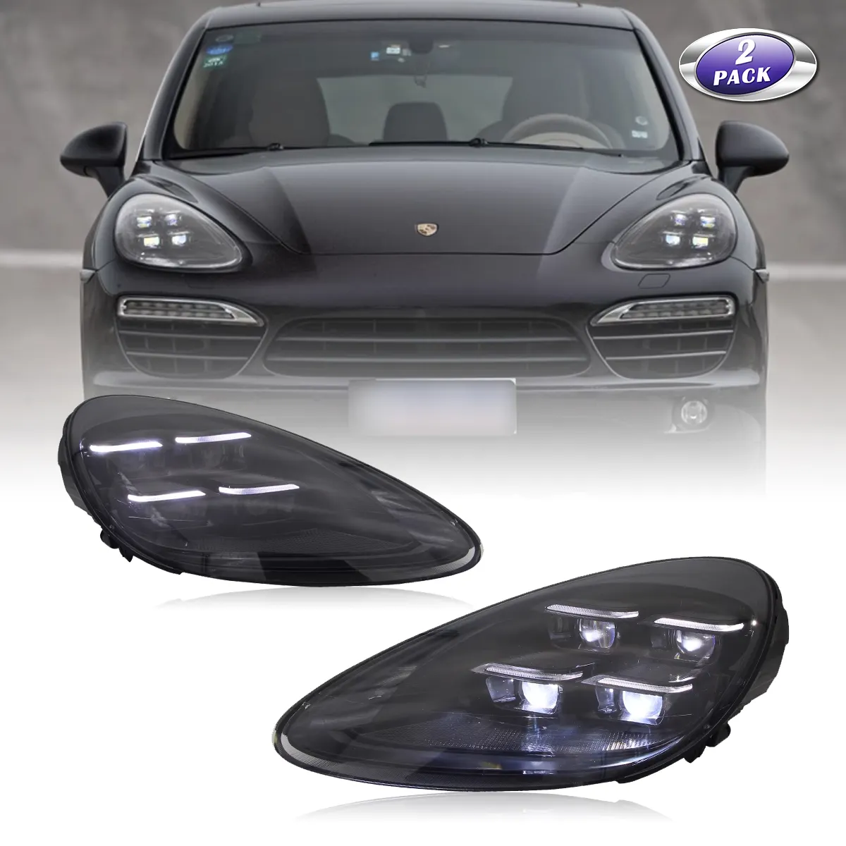 Aksesori Mobil untuk lampu depan Porsche Cayenne 2011-2017 958 lampu LED Laser Matrix lampu kepala Upgrade gaya 2024