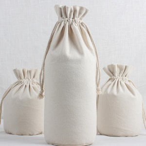 Sac en toile naturelle à fond rond avec cordon de serrage et poche pour l'emballage du riz/de la farine, portatif, écologique, recyclable, avec bracelet - Product Image 5