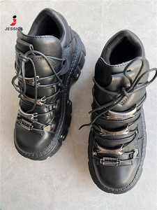 Zapatos de Cuero Negro para Mujer, Zapatos Gruesos de Plataforma, Zapatos de Mujer, Estilos de Cuero, 2, 1, 2, 2 - Product Image 6