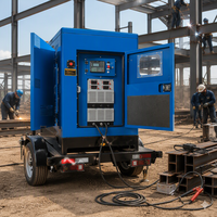 Générateur de soudage diesel mobile silencieux 80 kW 1000 A sur remorque, quatre postes de soudage MIG MAG TIG MMA à l'arc, refroidi par eau, moteur Weichai