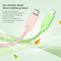 Câble USB-C 3.1 haute vitesse 10 Gbps, charge rapide 100 W PD, en paille de blé durable, plastique et nylon tressé, type C pour MacBook
