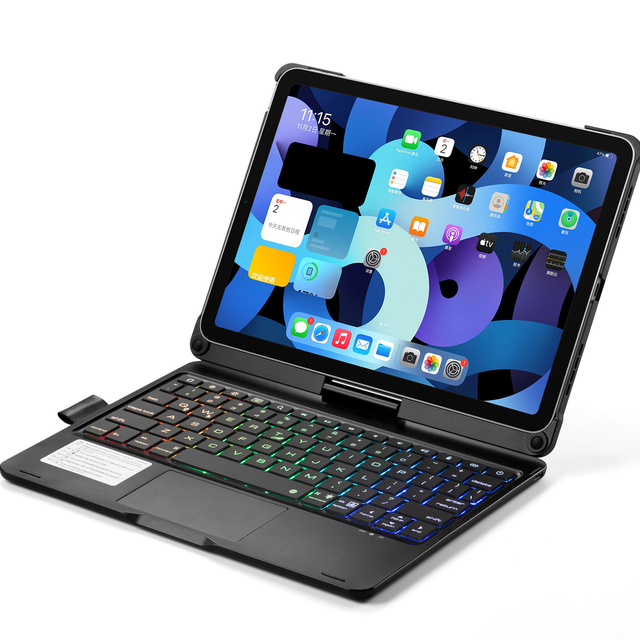360 Degree Rotation Folding Magic Touchpad Keyboard Case Compatible With Pro 11 Inch Ipad 10.9 Inch with LED Backlight for iPad