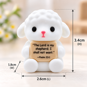 Mini Statuetta di Agnello Cristiano in PVC, Statua di Pecora con Versetto Biblico Salmo 23:1, Regalo Religioso per Pasqua, Decorazione da Scrivania - Product Image 4
