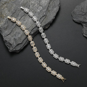 Pulsera de tenis rectangular cuadrada combinable, collar de moda Hip Hop Tanjing Lijing de cobre y circonio - Product Image 2