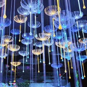 IP65 Waterproof LED Night Lamp RGB Colorful Fiber Optic Jellyfish Pendant Light 6W DIY Outdoor Garden Landscape Firework Lamp