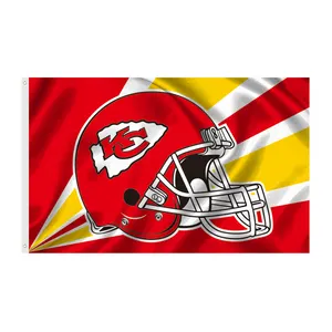 Factory Direct Wholesale Custom Kansas City Team Chiefs KC Large Polyester NFL 3x5 Flag