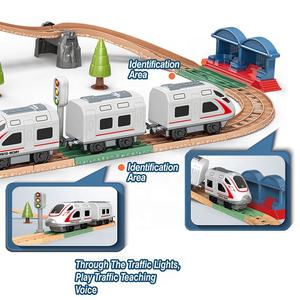 Juguete de escena de tráfico <span class=keywords><strong>para</strong></span> niños, montaje de tren de vía férrea, <span class=keywords><strong>locomotora</strong></span> con sonido ligero, bricolaje, novedad de 2022 - Product Image 4