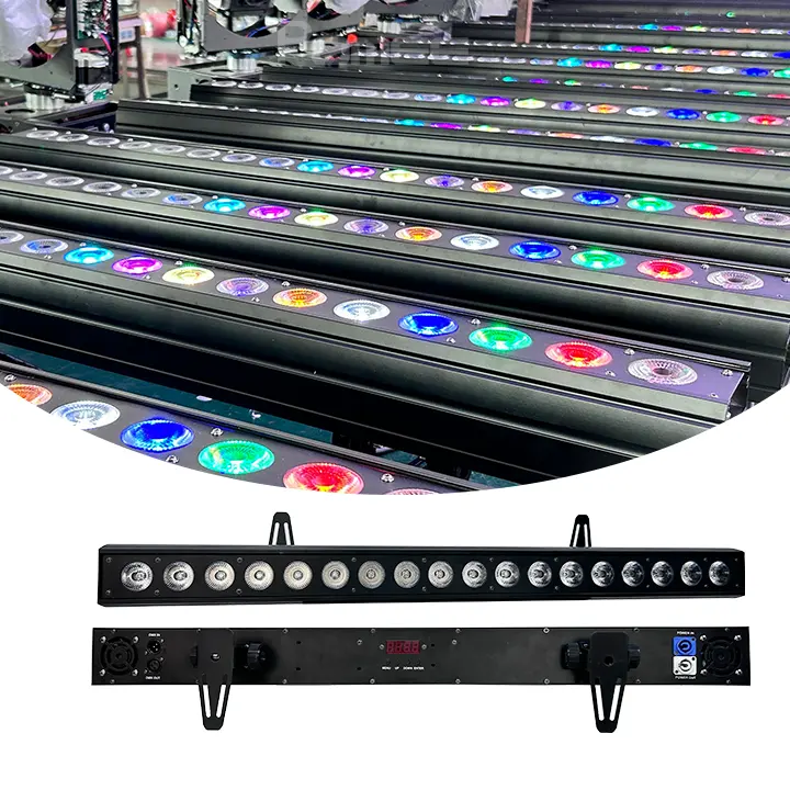 18*18W Rgbwa + Uv 6in1 Aluminium Body Led Wall Wash Black Light Bar Voor Concertevenementen Tonen Indoor Dj Podiumverlichting