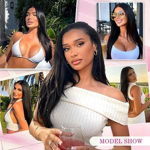 黑色女性长<span class=keywords><strong>36</strong></span>英寸假发13x4高清透明人发蕾丝前蕾丝假发 - Product Image 3