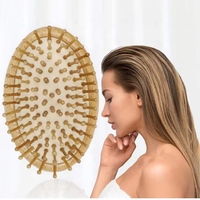 Brosse à cheveux en bois écologique compacte avec coussin d'air, démêlante et massante