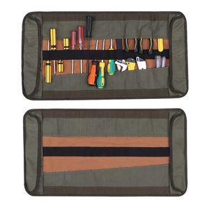 Brown <b>Portable</b> Roll up <b>bar</b> Canvas Foldable Tools Bag for for Electrician Plumber Carpenter Multi Purpose Storage Bag - Product Image 4