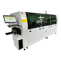 Machine à souder à double vague sans plomb, équipement d'assemblage SMT DIP pour circuits imprimés, convoyeur de 350 mm, contrôle PLC, préchauffage 4 zones, pulvérisateur de flux