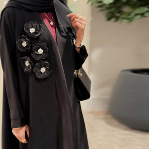 Abito Musulmano Modesto <span class=keywords><strong>Aya</strong></span> 216 per Donne, Vestito Kaftan con Decorazioni Floreali 3D, Abiti da Sera Musulmani Aperti per Donne - Product Image 5
