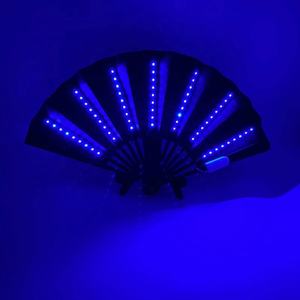 Éventails à Main en Bambou 33Cm LED avec Côtes de Bambou et Tissu Blanc ou Noir - Product Image 5