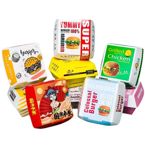 Kaplı elişi kağıdı <span class=keywords><strong>Burger</strong></span> kutusu beyaz Kraft dışında menteşeli kapaklı beyaz karton Hamburger kutusu kızarmış tavuk kutusu - Product Image 6
