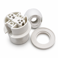 Douille de lampe E12 en plastique de haute qualité, support blanc E12 à filetage partiel avec anneau extérieur pour lampe de table et lumières de Noël
