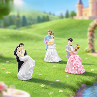 Figurines de couple créatives en micro-paysage, robe de mariée rose, accessoires de décoration DIY pour maison de poupée, mini ornements de bureau
