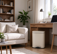 Poubelle à pédale 5L en acier inoxydable, couleur métallique, avec seau intérieur à fermeture douce