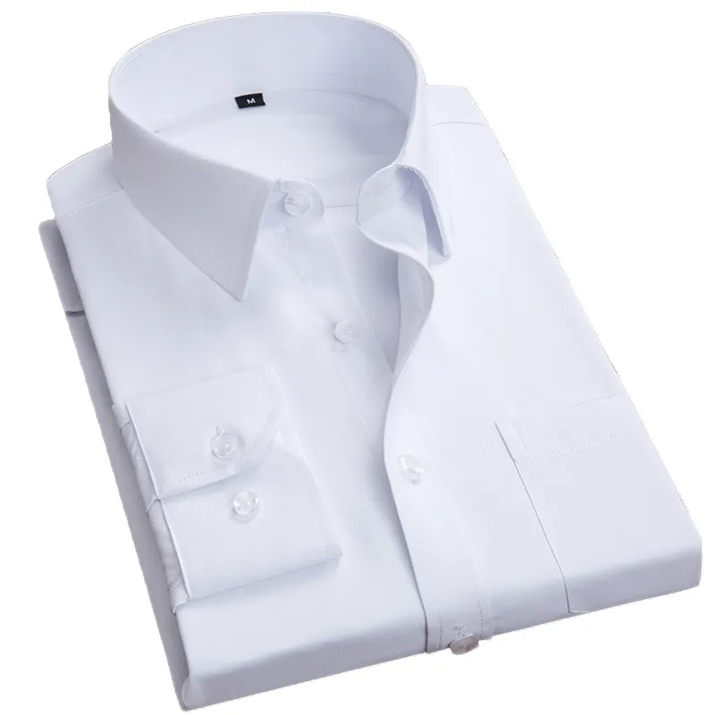 Men's solid work suit cotton stand tie pocket jacket formal suit shirts
