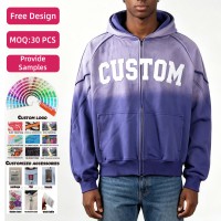 Sudadera con capucha y cremallera para hombre, 100% algodón, 380 g/m², lavada y desgastada, con estampado DTG, corte ajustado, cuello redondo y puños acanalados.