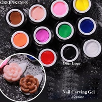 12 couleurs 5D fleur sculptant Relief creux Nail Art Gel Micro Texture étanche à l'eau étiquette privée Gel de sculpture sur ongles