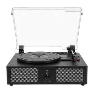 Tourne-disque <span class=keywords><strong>vinyle</strong></span> noir minimaliste moderne tout-en-un 3 vitesses avec haut-parleurs stéréo dynamiques pour la vente en gros - Product Image 2