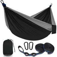 Hamac de camping double léger pliable portable pour 2 personnes avec sangles d'arbre, mousquetons et sac de rangement pour la randonnée et la plage