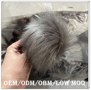 ปอมปอมขนจิ้งจอกเทียม4นิ้ว10ซม. แบบทำมือสำหรับหมวกพร้อมลูกบอลขนปุยสำหรับผ้าผ้าพันคอหมวกมีกระดุมติดแบบกำหนดเอง - Product Image 4