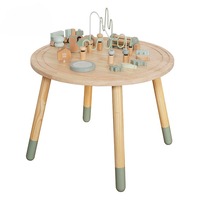 Table d'activités carrée en bois Montessori moderne pour tout-petits - Centre de jeu multisensoriel Blocs Trains Non toxique Durable