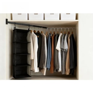 4-<b>Shelf</b> Hanging Closet Organizer, Foldable Linen Fabric Closet Storage <b>Shelves</b> with 4 Open Compartments, Space-Saving - Product Image 4