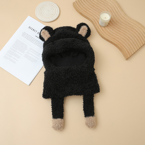 2025 nouveau chapeau en tricot coupe-vent chaud pour femmes automne et hiver mode avec écharpe ours en peluche et masque facial <span class=keywords><strong>bonnet</strong></span> de cyclisme en plein air - Product Image 6