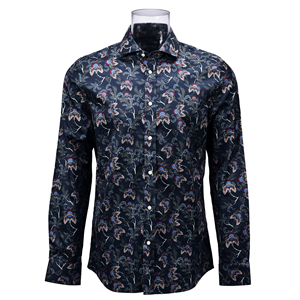 <span class=keywords><strong>Chemise</strong></span> imprimée pour hommes de belle qualité 100% coton à manches longues <span class=keywords><strong>chemise</strong></span> à impression numérique florale marine pour hommes - Product Image 1
