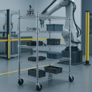 מדף מתכת 5 קומות מתכוונן, עמיד וחזק, עשוי פלדת פחמן, ציפוי אבקה, עמיד בפני קורוזיה, מתאים למחסן - Product Image 1