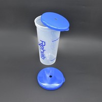 Bouteille en plastique moderne de 32 oz pour limonade glacée et usage festif avec paille et couvercle (sans BPA)