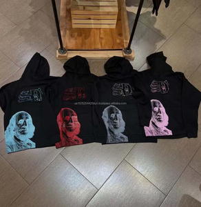 Ventes en gros de sweats à capuche de haute qualité, 100% coton SDLL, streetwear, imprimés avec des strass, sweats à capuche surdimensionnés pour hommes - Product Image 1