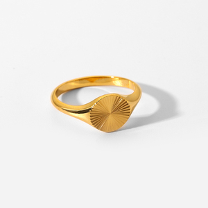 Highly Polished 18K Gold Plated Stainless Steel Finger Rings <strong>Sunshine</strong> Round Shape Jewelry for Women and Girls Fashionable <strong>Gift</strong> - Product Image 1