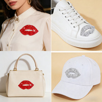 Autocollants à strass et paillettes en cristal rouge lèvres, style à tige, pour vêtements, chaussures, chapeaux, sacs, décoration DIY – Vente chaude