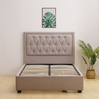 Frap — meuble de chambre à coucher, cadre de lit matelassé en tissu, avec caddie pliable sur le fond, taille Queen/King
