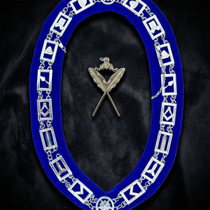 Collier de Collation Maçonnique Personnalisé Brodé Écologique en Métal avec Bordure en Dentelle de Velours Bleu et Épingle de Sûreté en Laiton pour Loge - Product Image 2