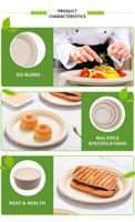 Assiettes alimentaires jetables élégantes et personnalisées en bambou et en canne à sucre compostable, vaisselle fantaisie anglaise pour l'emballage alimentaire pour le camping