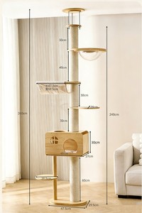 Moderne Luxe Hoogteverstelbare Kattenklimrek van Massief Hout, Multifunctionele Kattenboom voor Katten om op te springen, krabben en spelen - Product Image 2