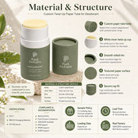 Emballages cosmétiques en tube de papier biodégradable et écologique pour baume à lèvres et déodorant, 15 ml, 30 ml, 50 ml, vente en gros