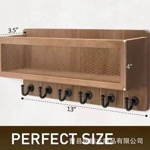 Wooden Entryway Key Rack <b>Wall</b> <b>Shelf</b> With Magazine Storage Multipurpose <b>Wall</b> <b>Mounted</b> Organizer For Home Living Room - Product Image 4