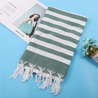 Turkish Beach Towel Striped Tassel Bath Towel Quick-Drying Absorbent Poly-cotton Modern Minimalist Large Size Multiple Styles