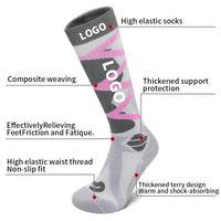 Chaussettes de sport extensibles professionnelles personnalisées, antidérapantes, longues chaussettes de ski aux genoux, logo personnalisé